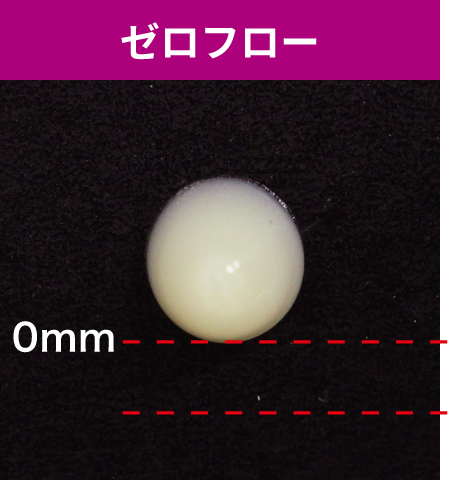 ゼロフロー ペースト排出60秒後 垂直状態での滴下 0mmのイメージ写真