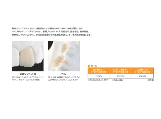 松風ディスク HC物性表はこちら