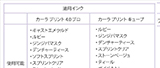 プリンタ別インク適用表
